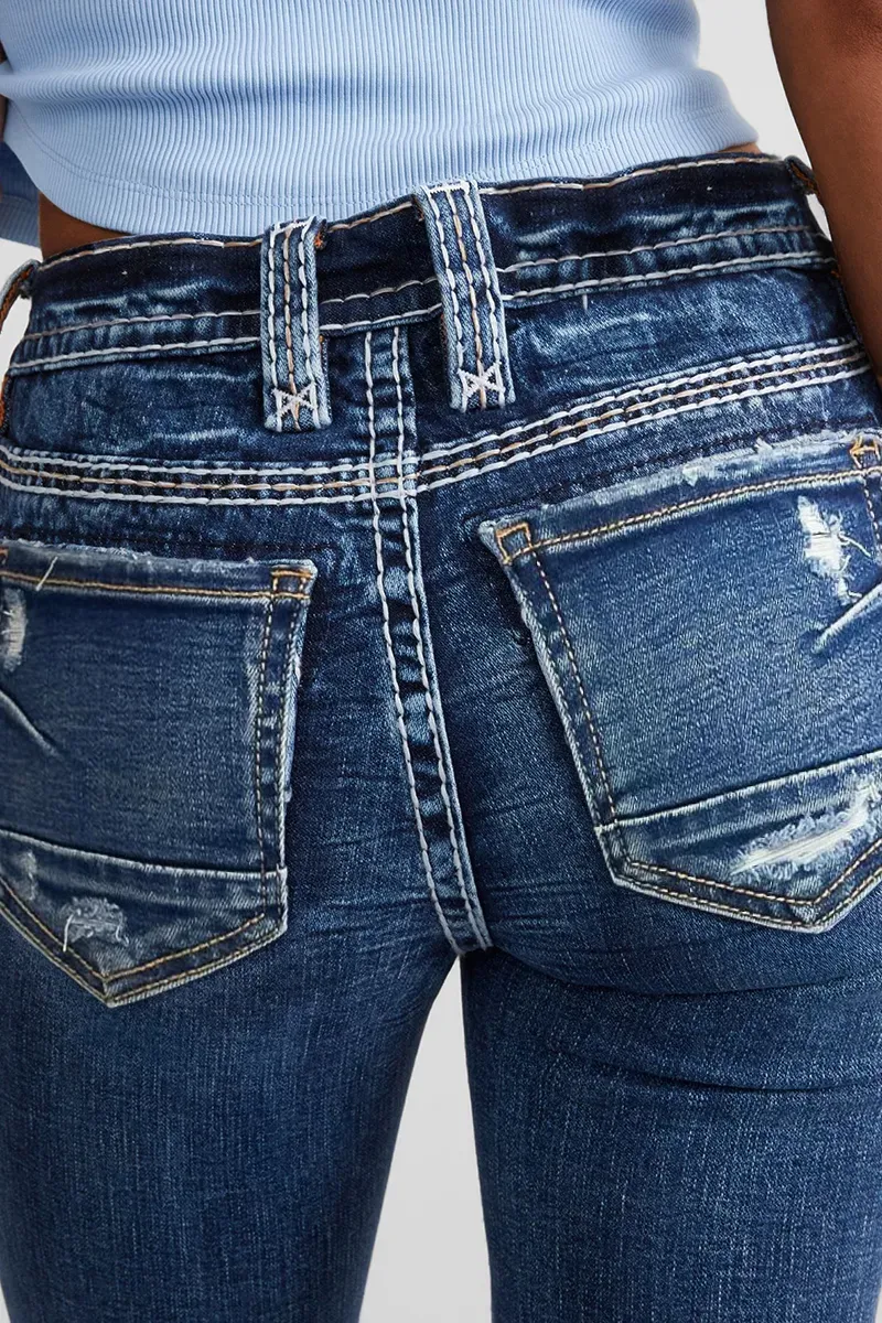 90s Vintage Slant Pocket Mid Waist Bootcut Jeans