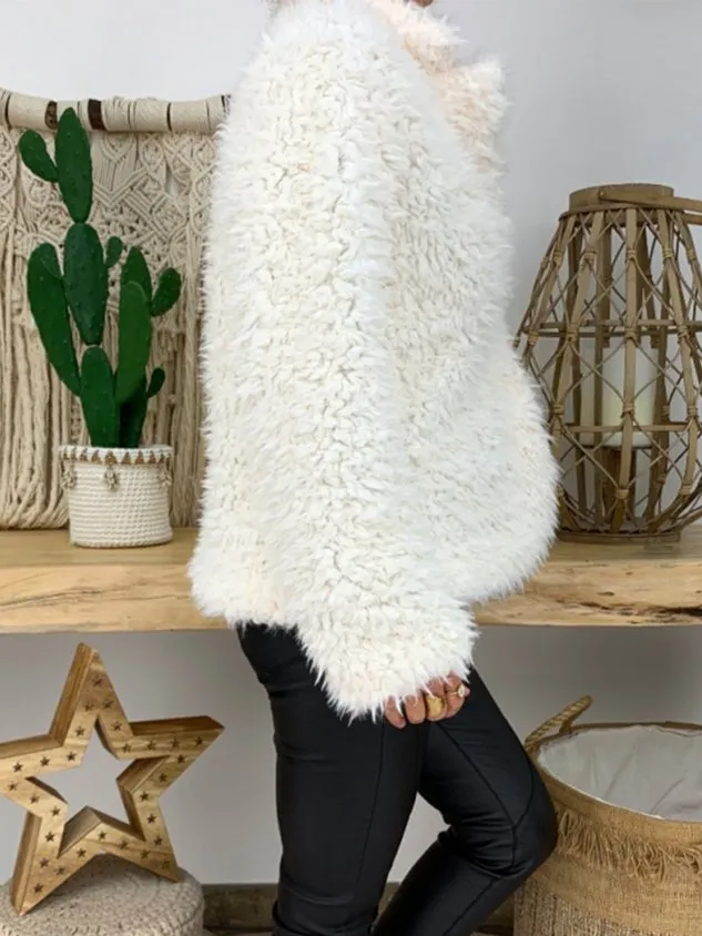 White Long Sleeve Casual Coat