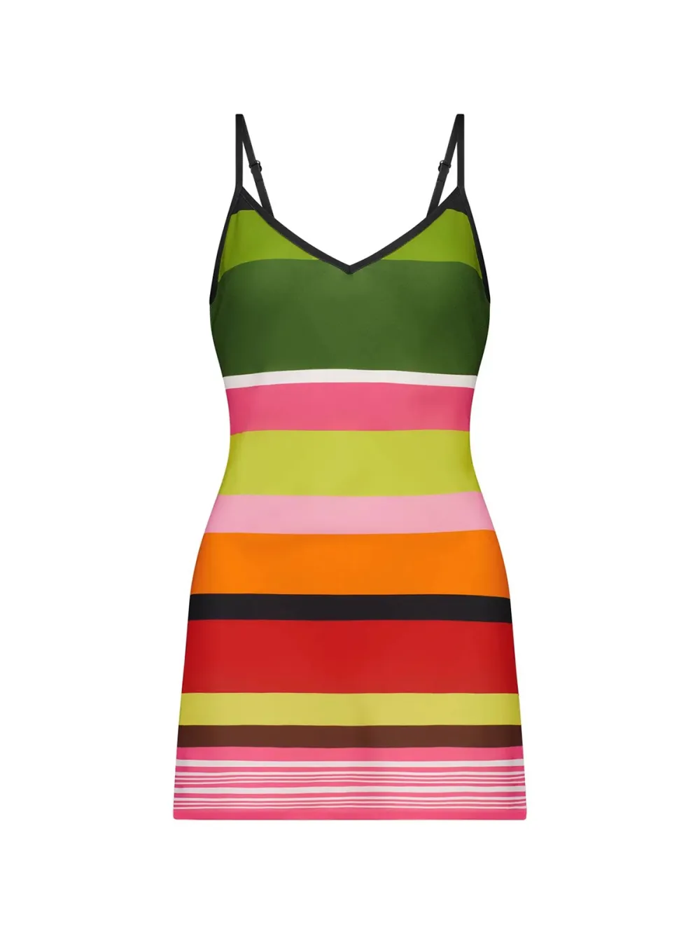 Casual Style Mini Dress Emerald Stripe