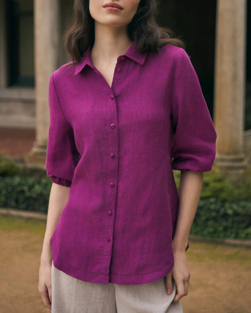 3/4 Sleeve Linen Shirt