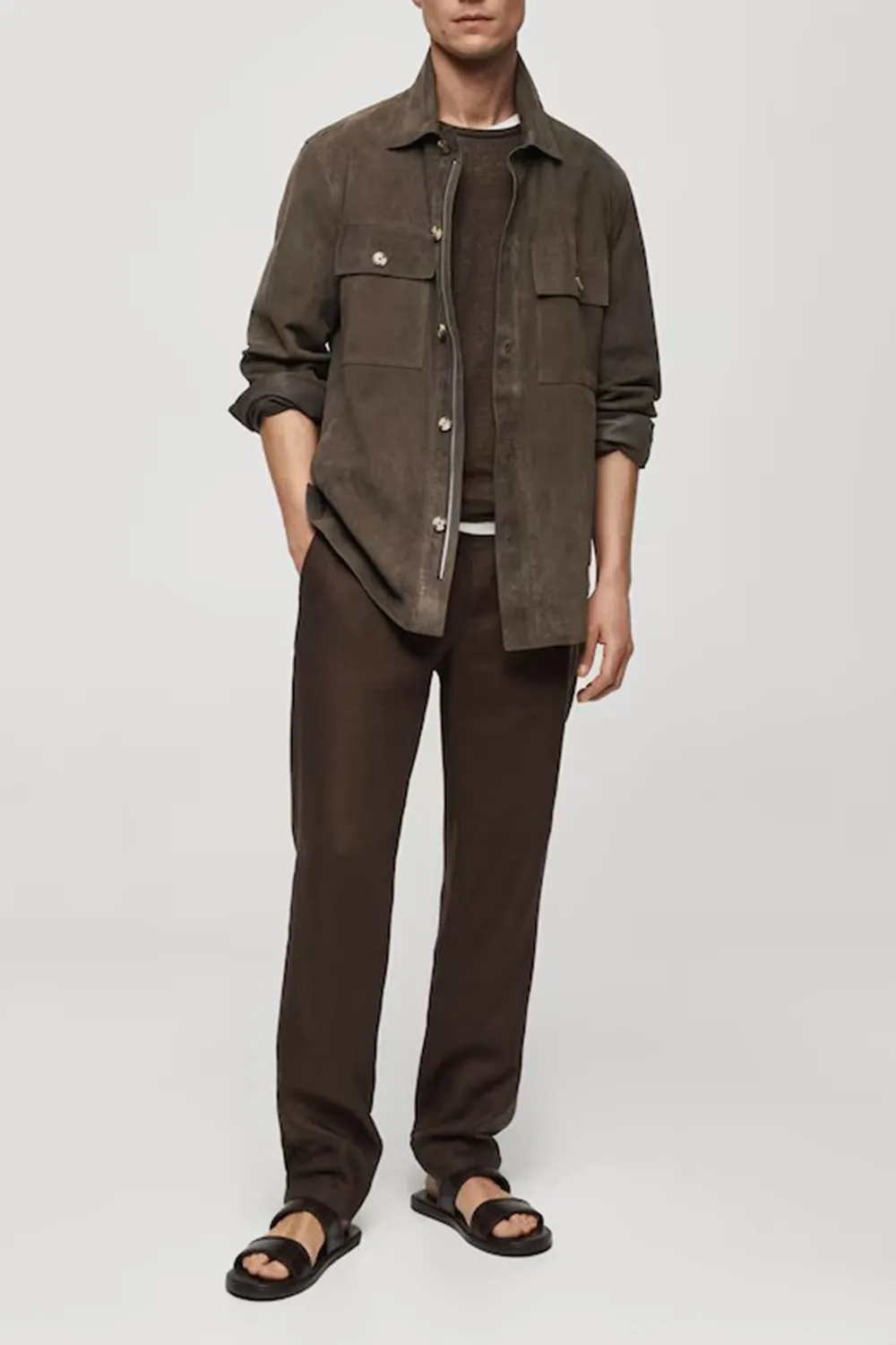 Suede Leather Jacket With Pockets