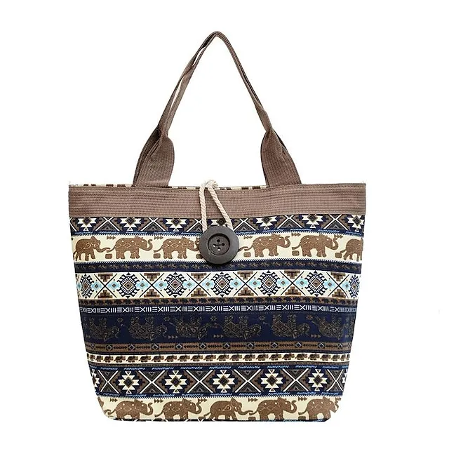 Women's Handbag Shoulder Bag Bucket Bag Canvas Daily Holiday Large Capacity Breathable Durable Leopard Black Dark Red