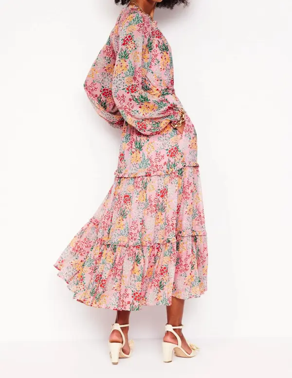 Ruffle Smocked Midi Dress