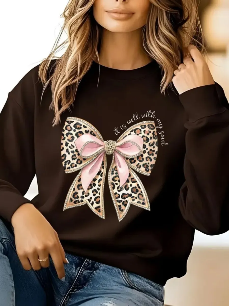 Leopard Bow Sweatshirt