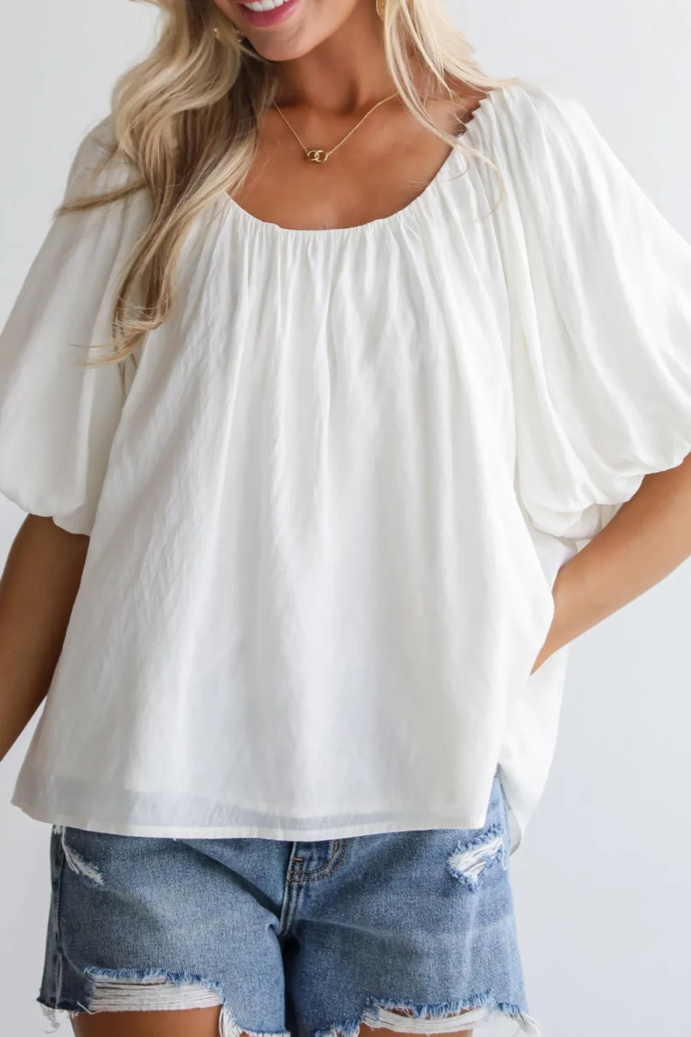 Classic Moment Off White Puff Sleeve Blouse