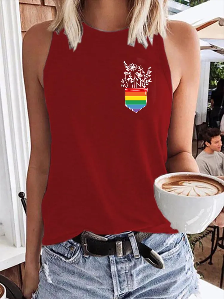Women's Gay Day Pride Day Crew Neck Vest