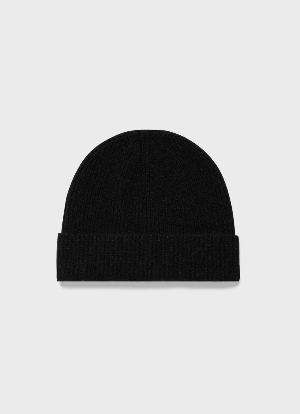 Cashmere Ribbed Hat - Black