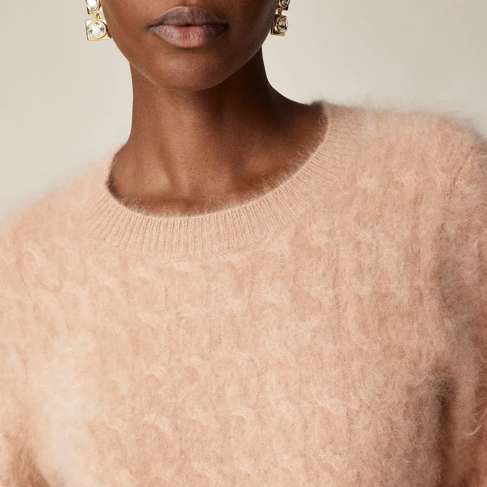 Brushed Cashmere Shrunken Crewneck Sweaters
