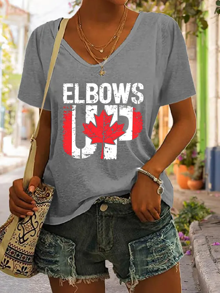 Women'S Elbows Up Canada will never yield to tru.p T-Shirt