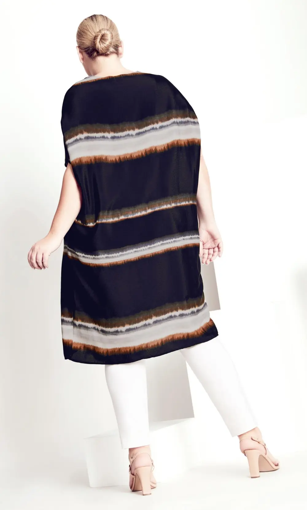 Evans Navy Blue Tie Dye Stripe Print Shift Dress