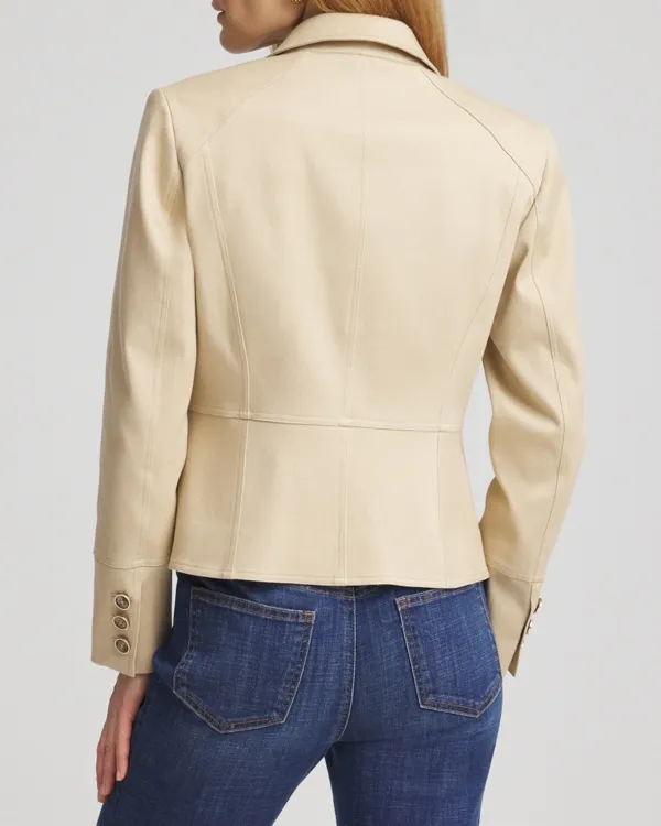 Cropped Slim Fit Button Leather Jacket