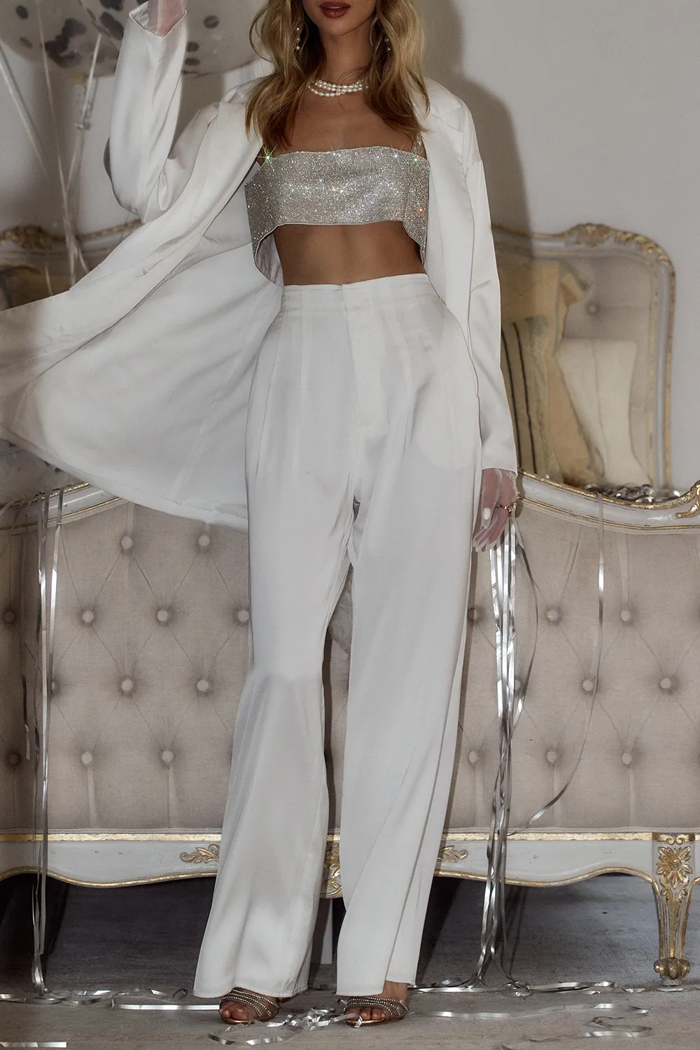 White Satin Trousers