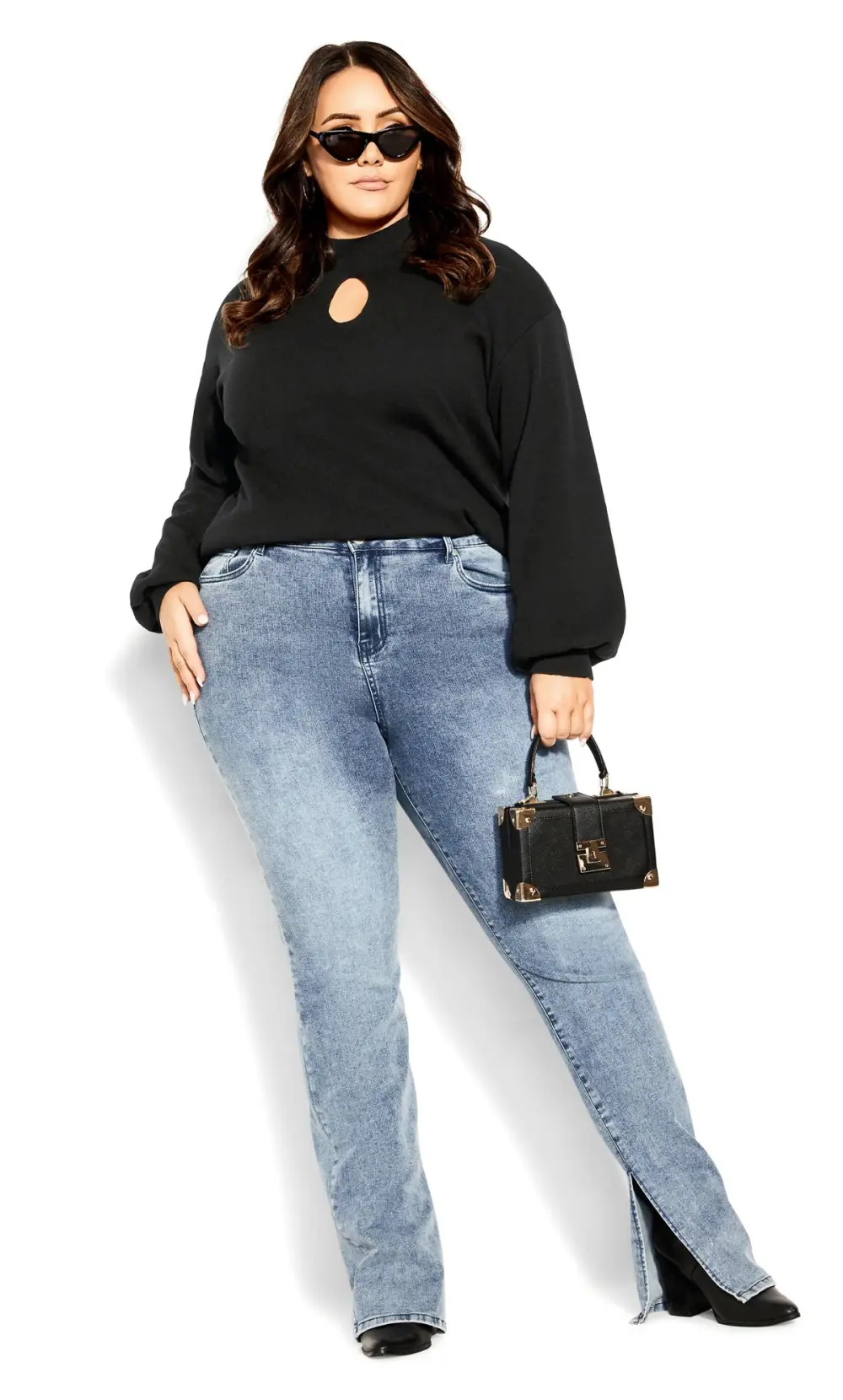 Evans Black Keyhole Long Sleeve Jumper