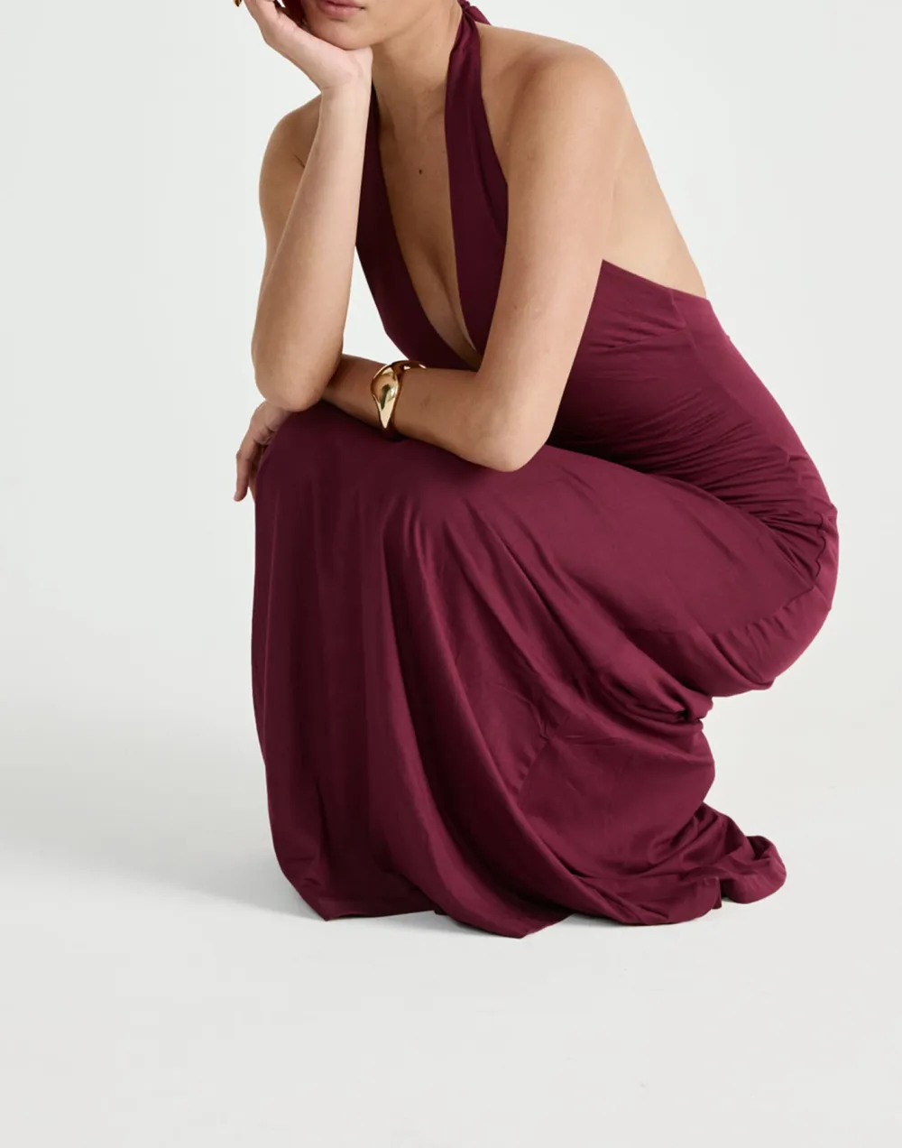 High-End Drape Halter Dress