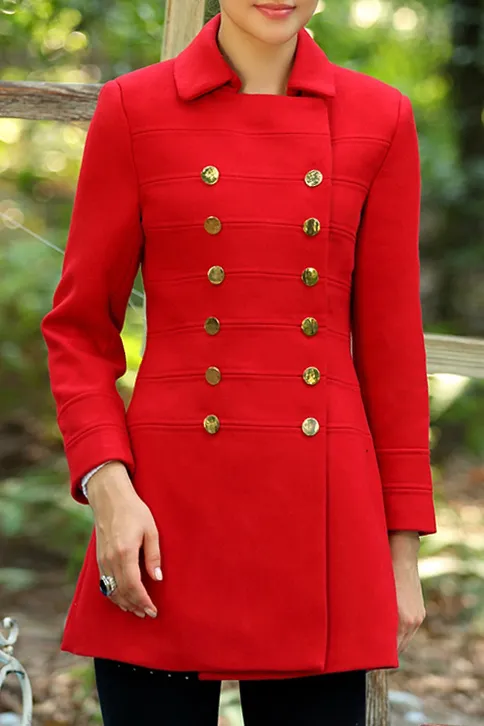 Double Breasted Buttons Slim Coat