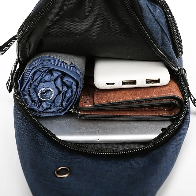 Men's Crossbody Bag Shoulder Bag Chest Bag Oxford Cloth Outdoor Daily Holiday Zipper Large Capacity Lightweight Durable Solid Color Black Blue Grey