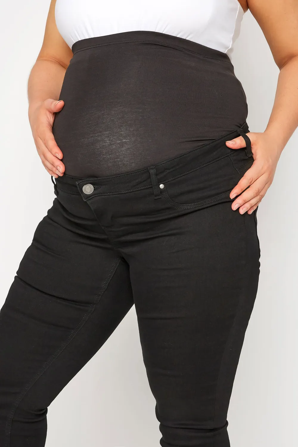 BUMP IT UP MATERNITY Curve Indigo Blue Stretch Skinny Jeans With Comfort Panel