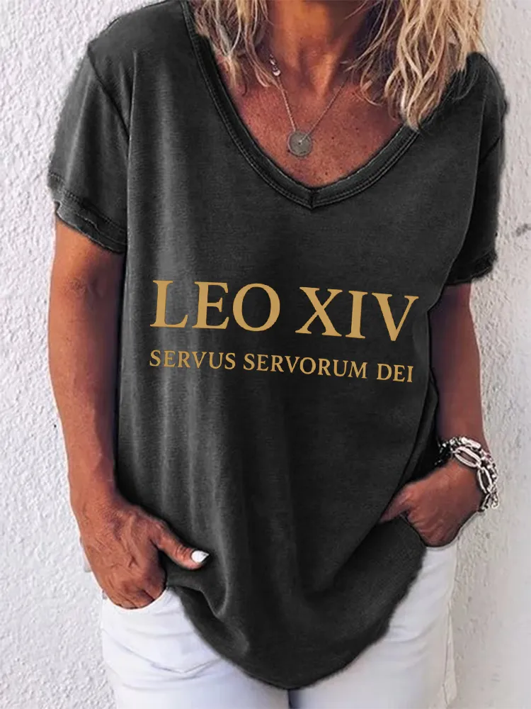 Women'S Pope Leo Xiv Servus Servorum Dei Round-Neck Short-Sleeved T-Shirt