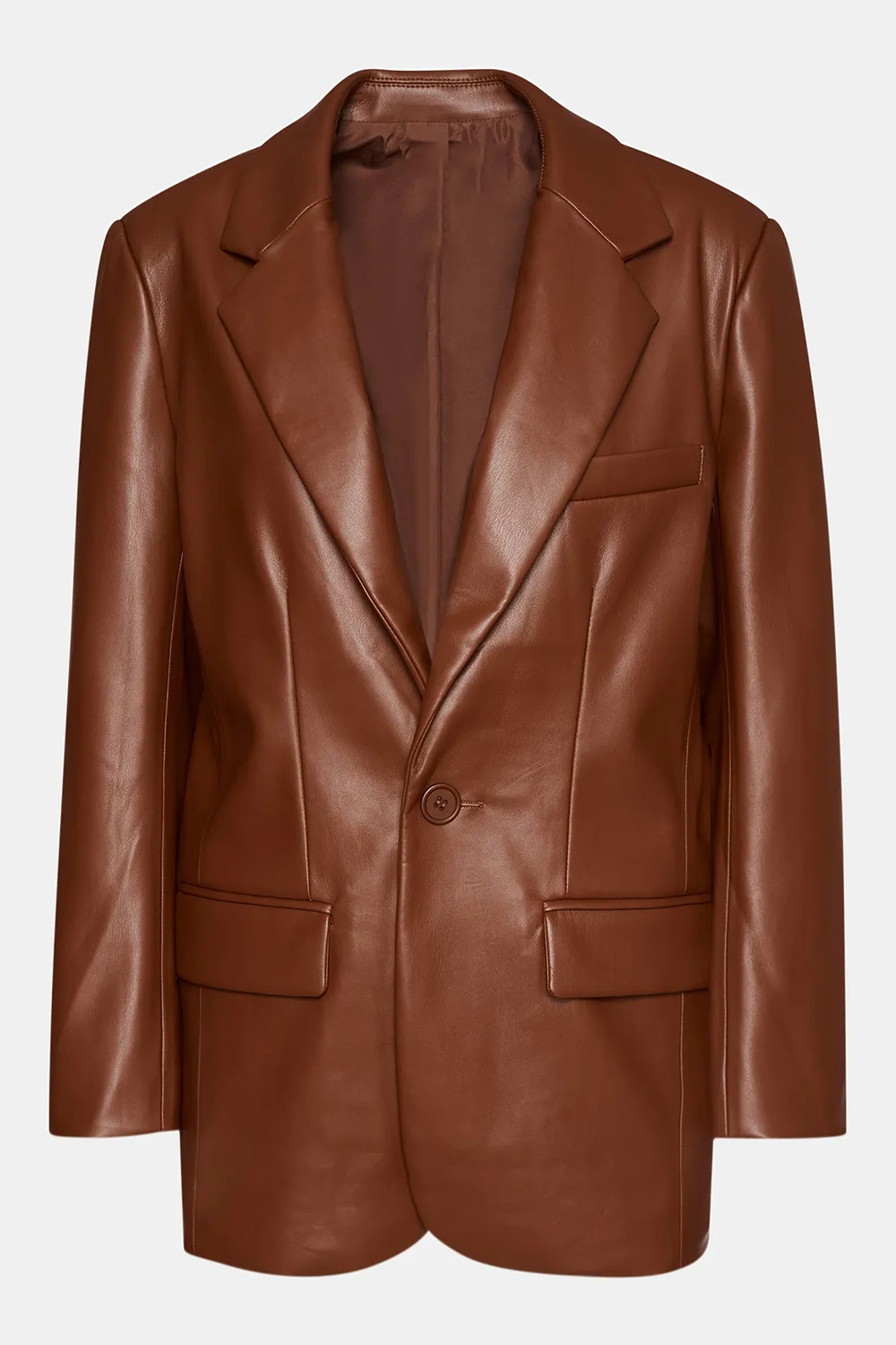 FAUX LEATHER BLAZER BLACK