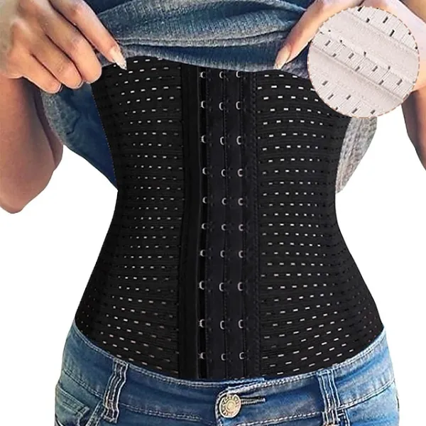 Corset Women's Waist Trainer Shapewears Office Running Gym Yoga Plus Size Creamy-white Black Brown Sport Breathable Hook & Eye Tummy Control Push Up Front Close Solid Color Summer Spring Fall