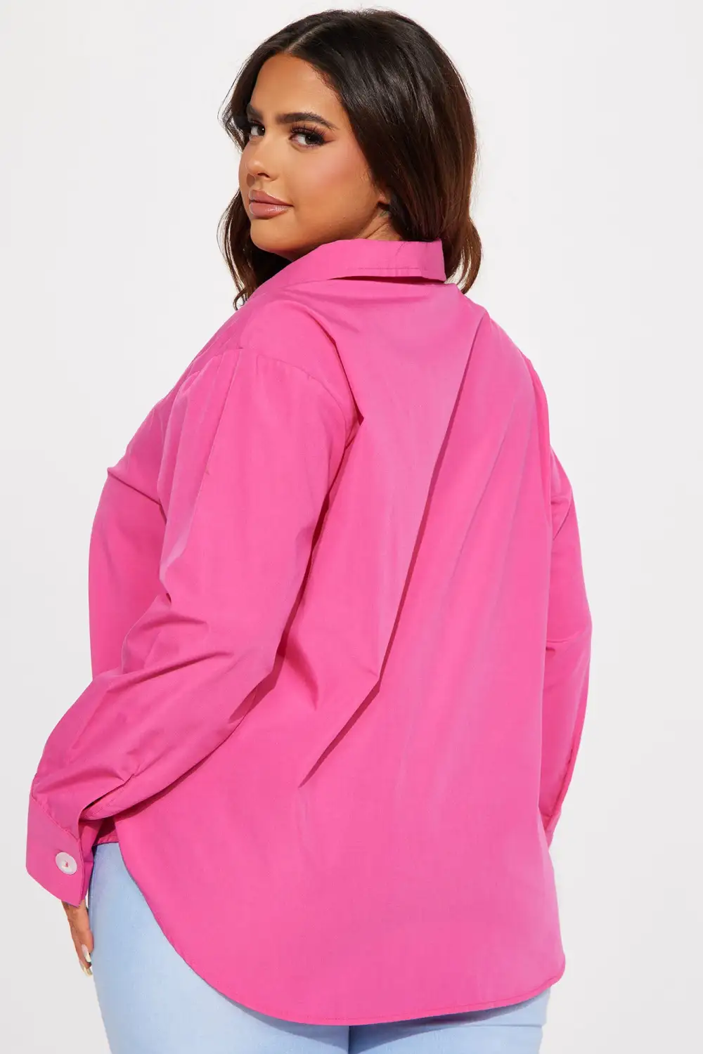 Manifesting Needs Poplin Shirt - Fuchsia