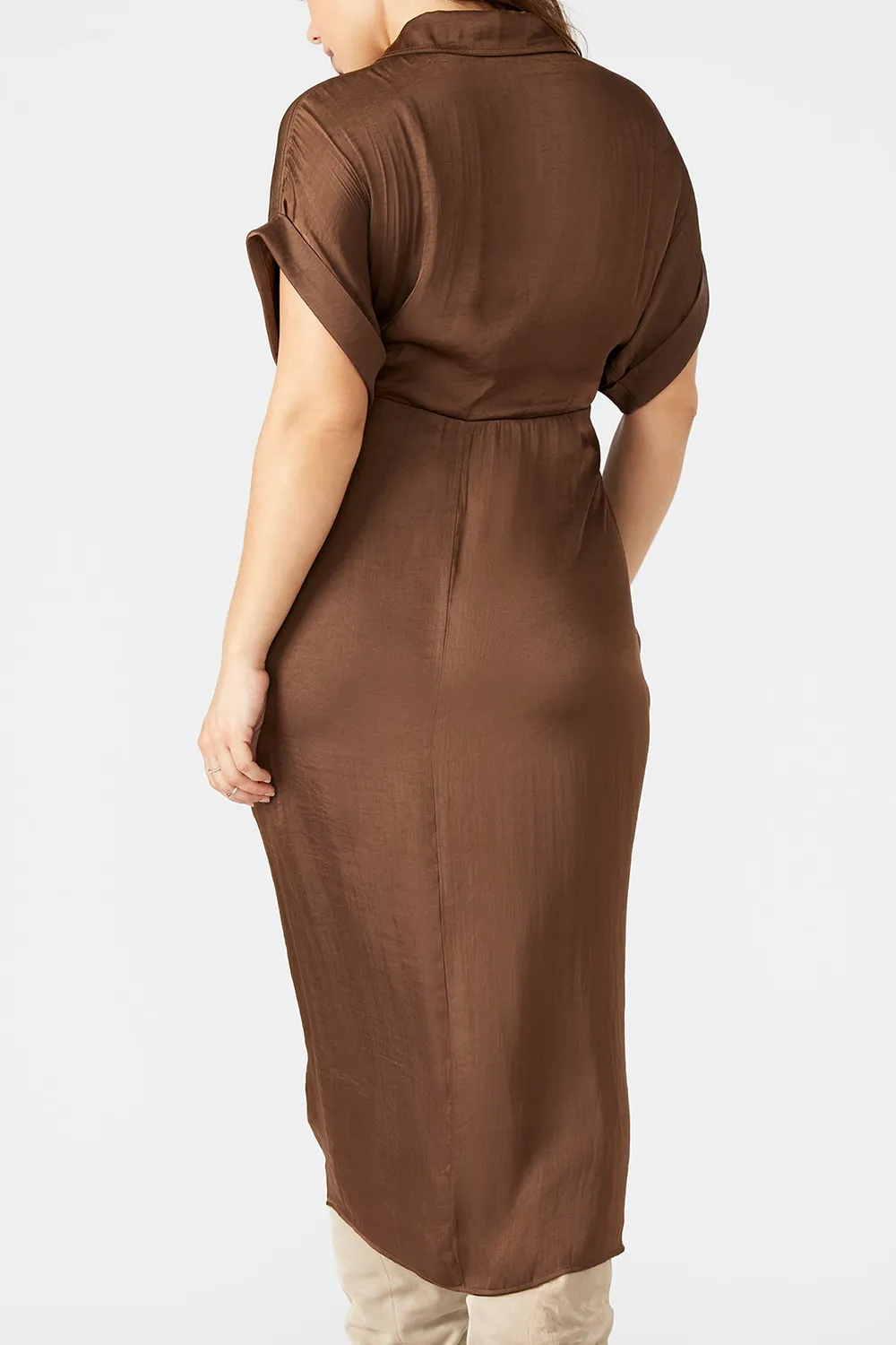 V-NECK DRESS CHOCOLATE