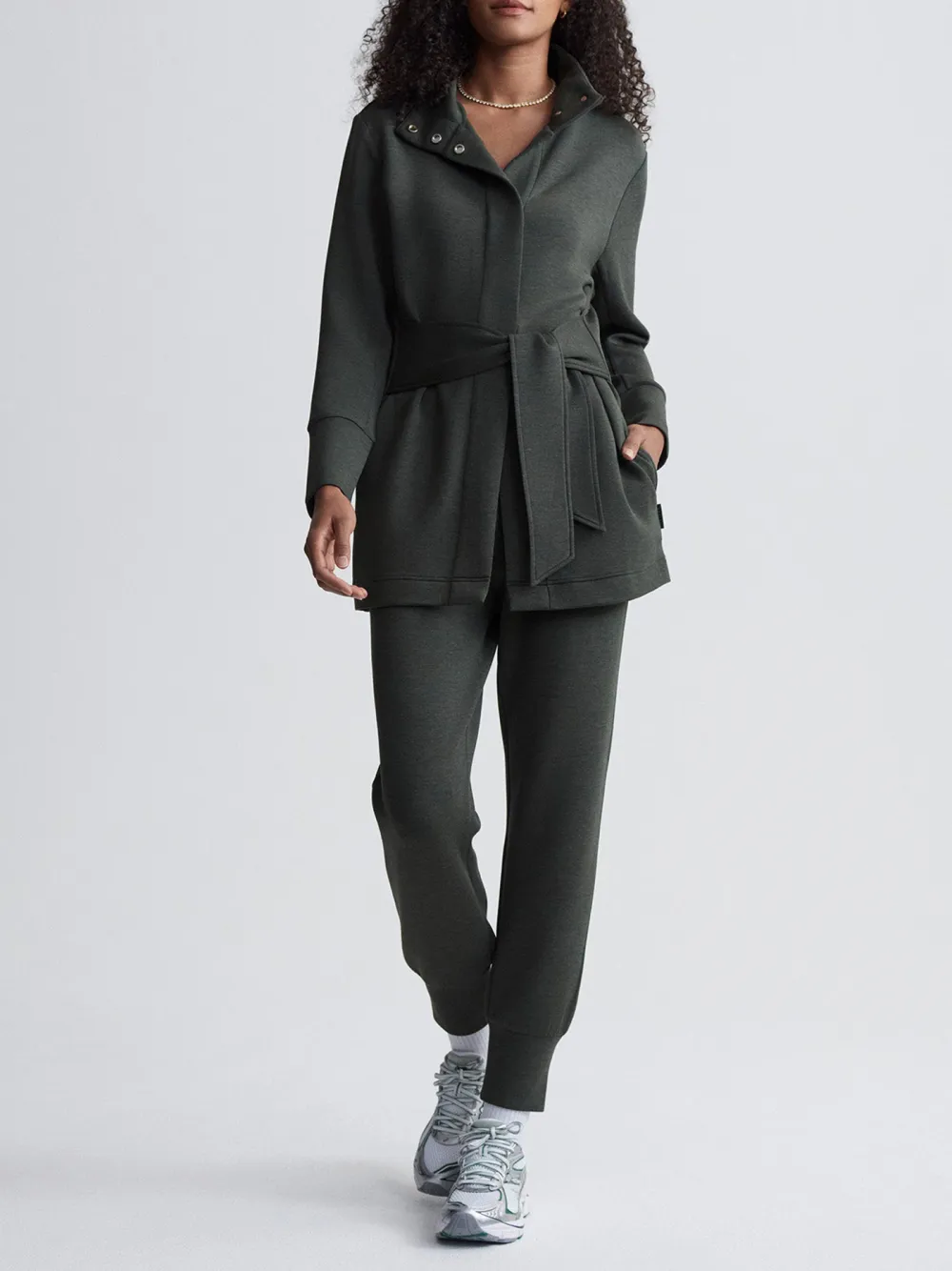 Olive Marl Tie-Front Jackets