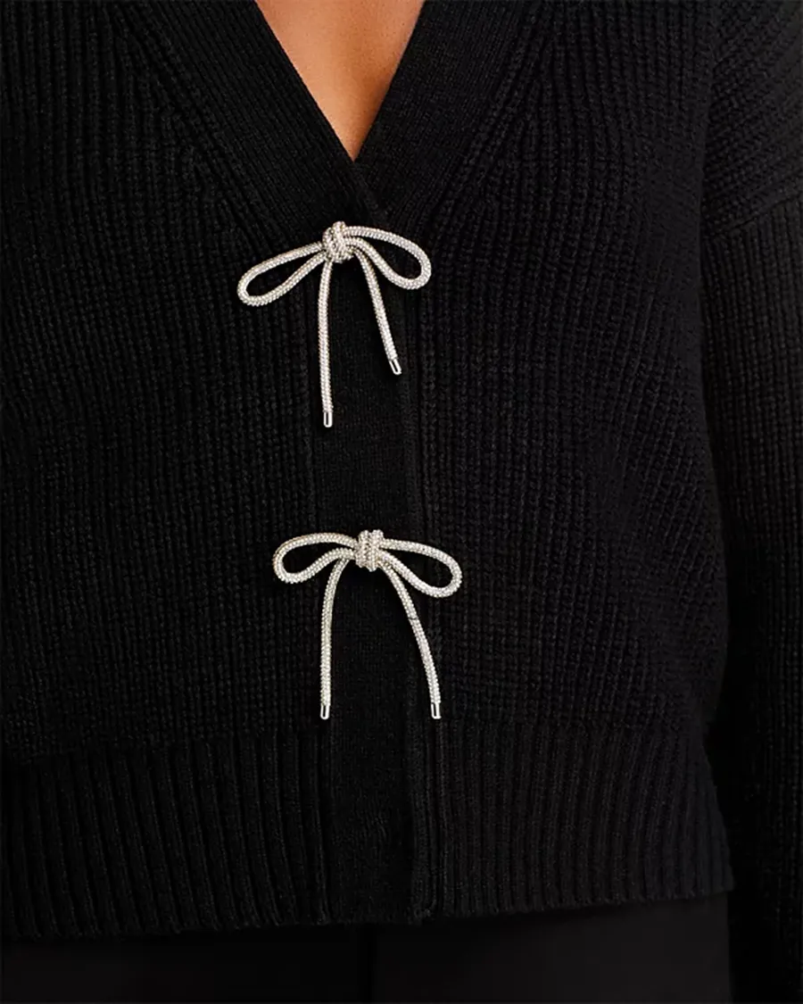 Sparkly Bow Embellished Cardigan