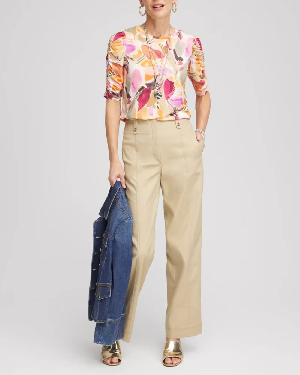 Abstract Print Puff Sleeve Tee