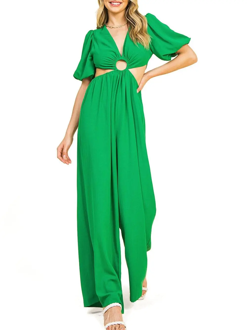 Cutout Short Sleeve Jumpsuit