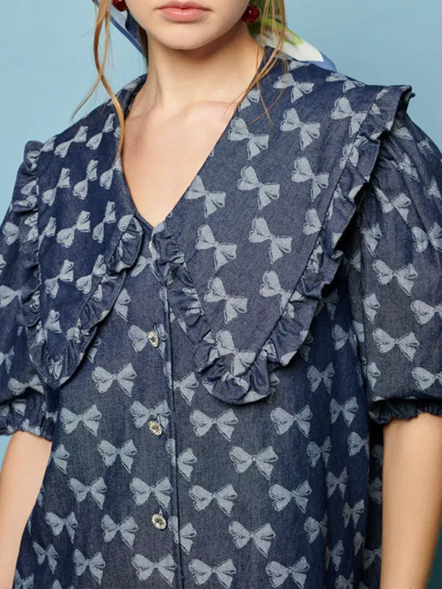 V-Neck Denim Mini Dress