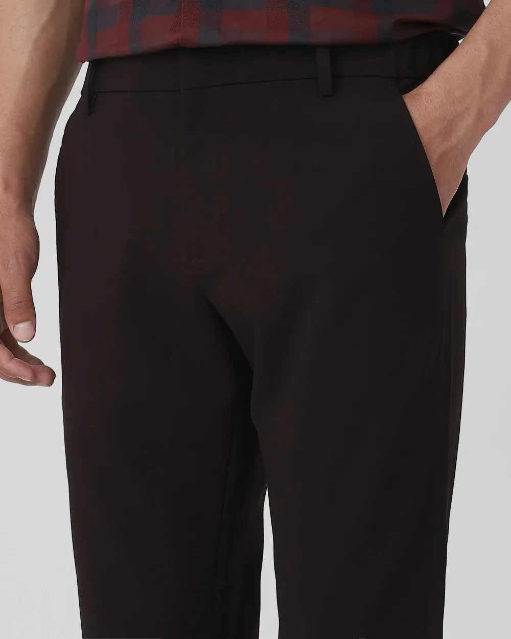 Classic Versatile Daily Slim-Fit Straight-Leg Maroon Trousers