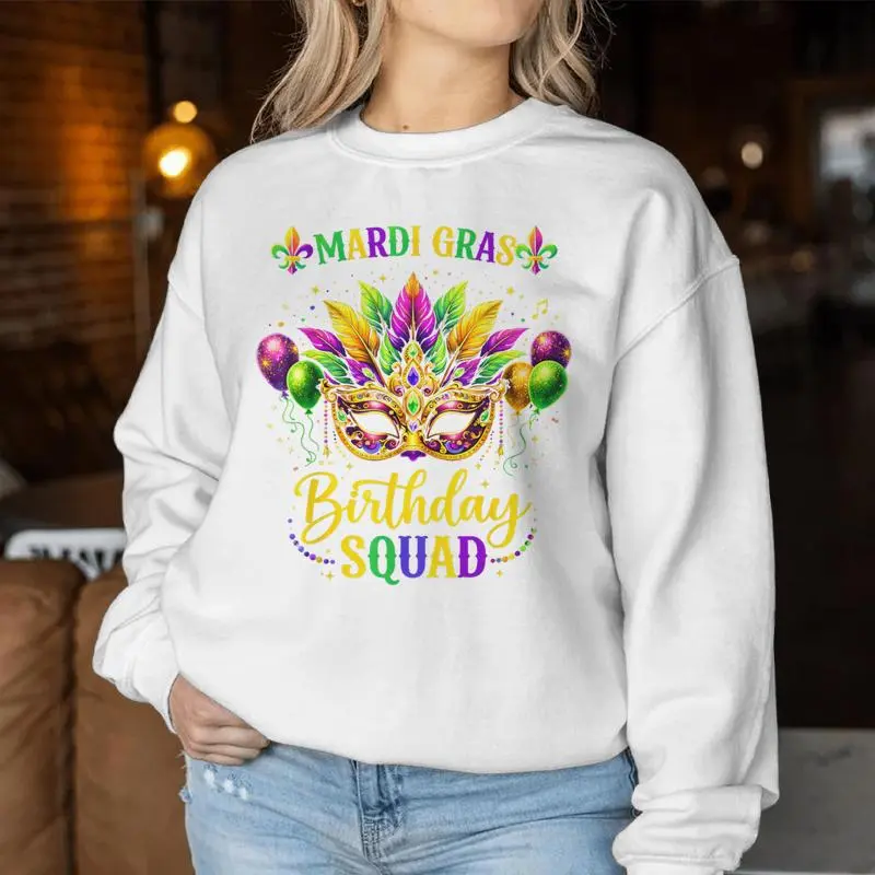Birthday Squad Mardi Gras Crew Party Girl Toddler Boys Women Sweatshirt