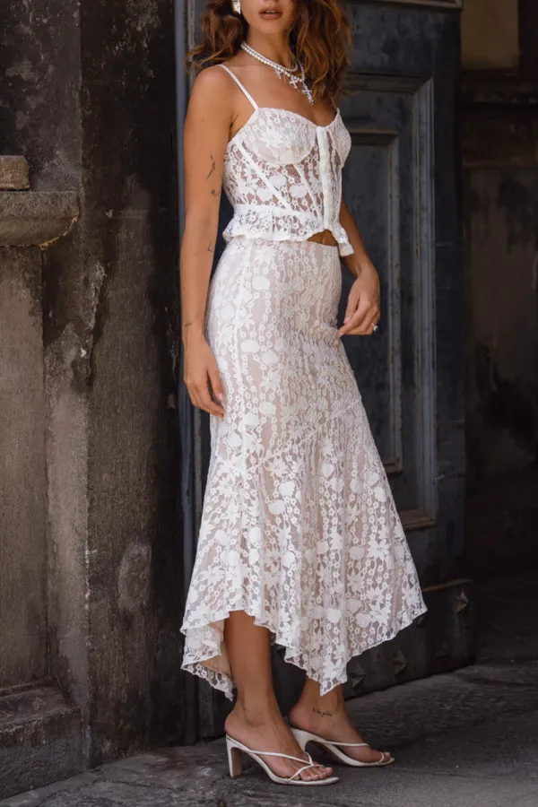 Rosemary White Lace Maxi Skirt