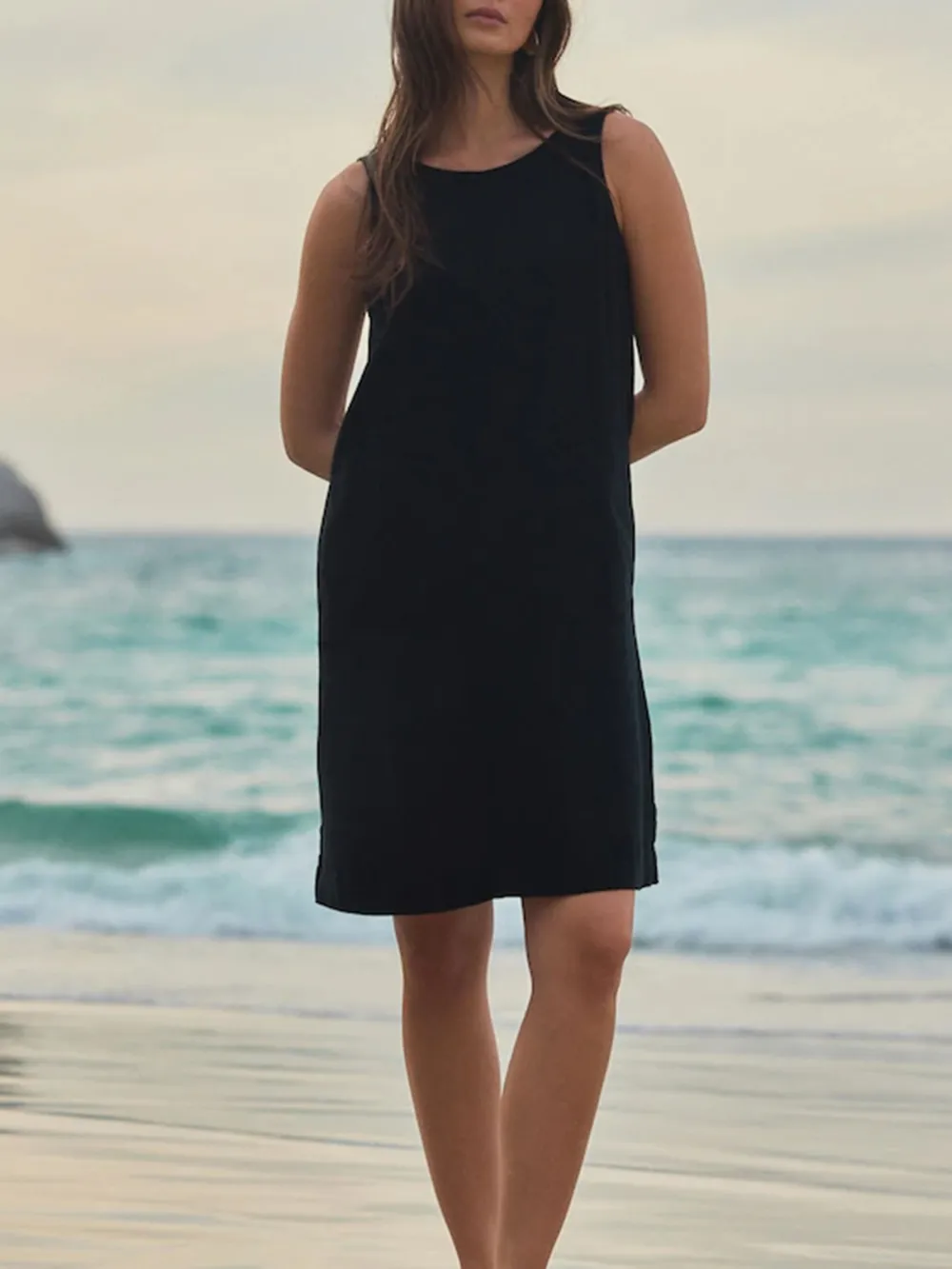 Daily Comfortable Linen Slim Dress T-Shirt Dress