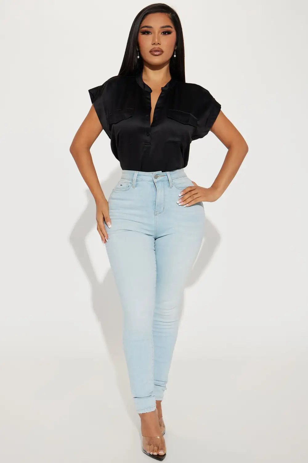 Julia Satin Shirt - Black