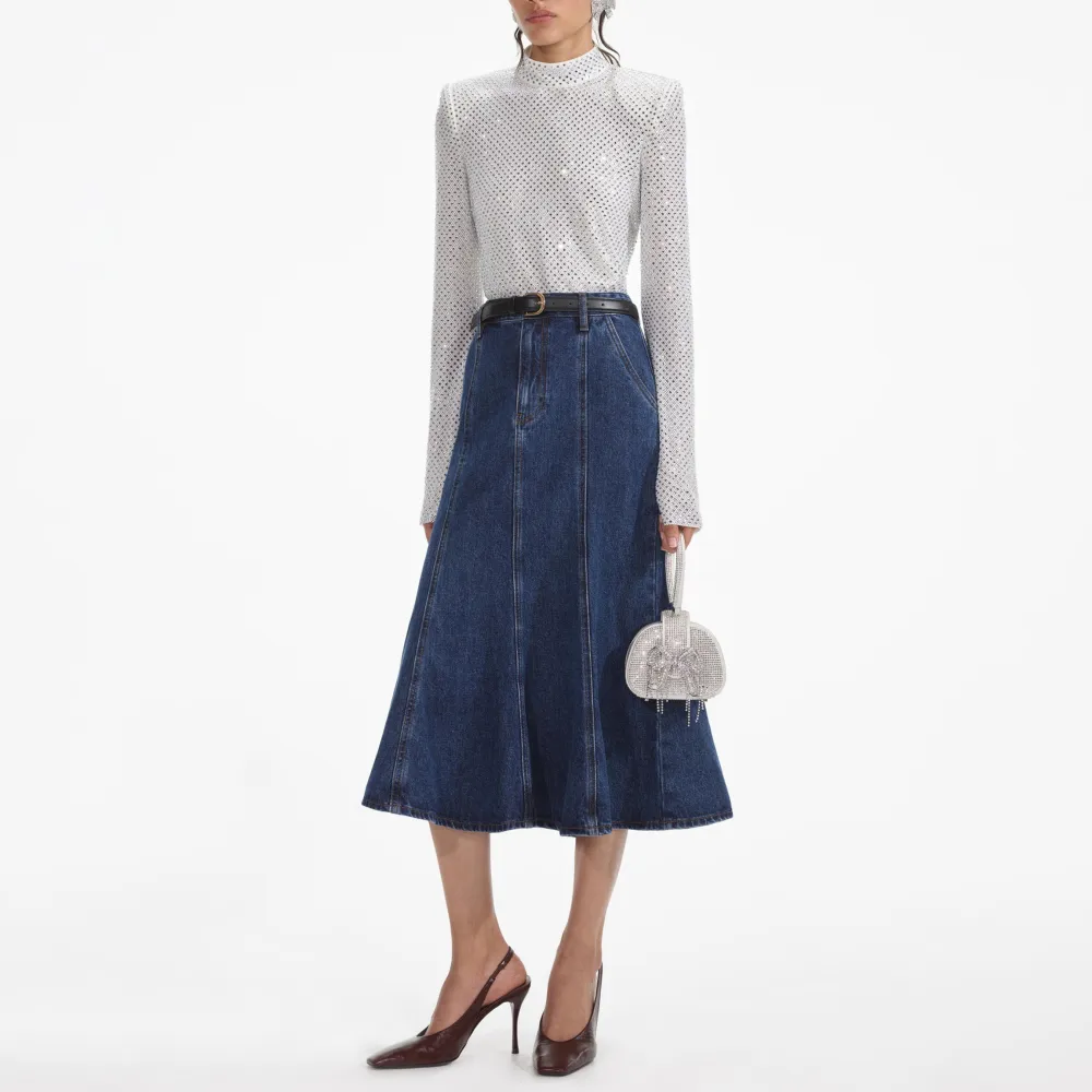 Silver Rhinestone Fishnet Top