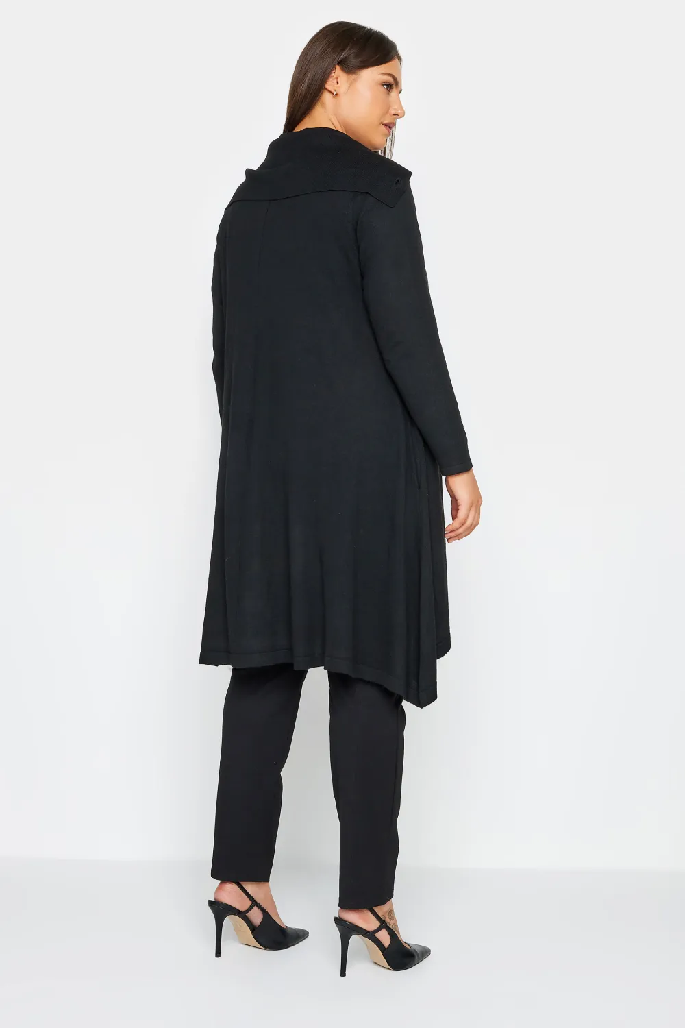 Evans Black Button Through Longline Cardigan