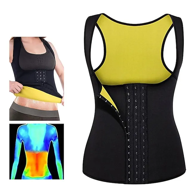 Hot Sweat Workout Tank Top Slimming Vest Body Shaper Sweat Waist Trainer Corset Sports Neoprene Yoga Fitness Gym Workout No Zipper Adjustable D-Ring Buckle Tummy Control Weight Loss Strengthens