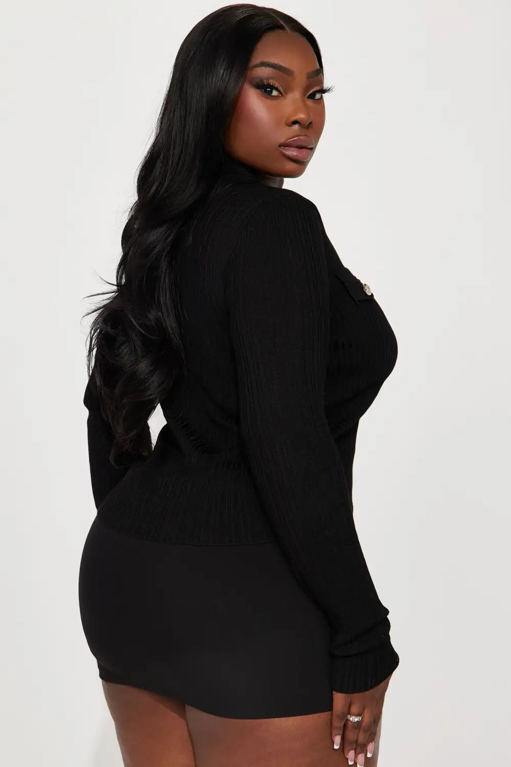 Nicola Ribbed Cardigan - Black