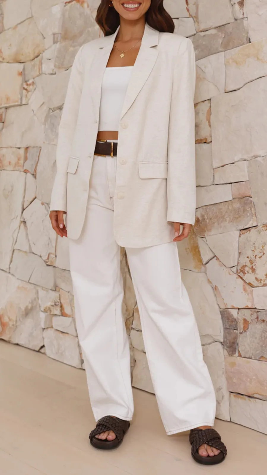 Simple Beige Suit Jacket