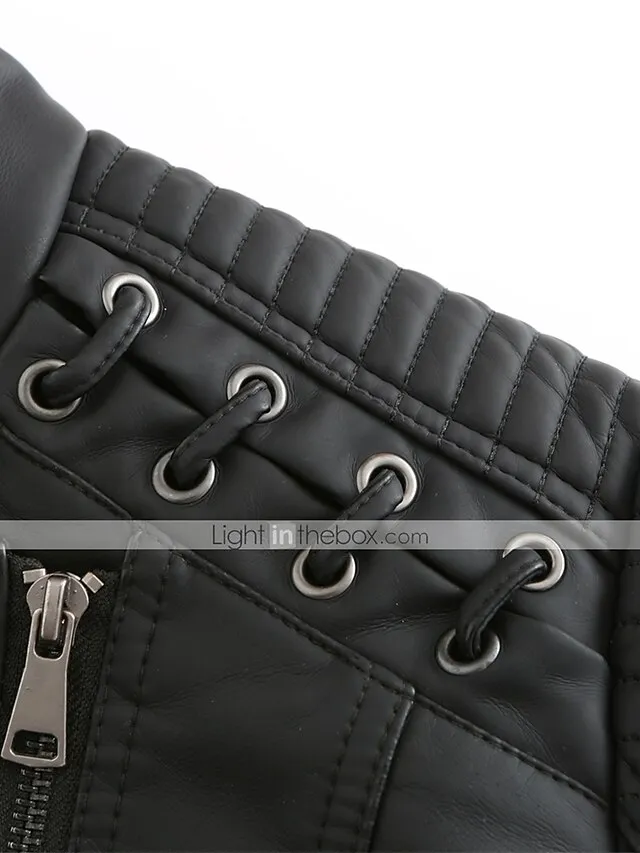 Women's  Faux Leather Jacket Moto Biker Jacket Fall Waterproof Windproof Coat Winter Zipper Lapel Modern Outerwear Long Sleeve Causal Vacation