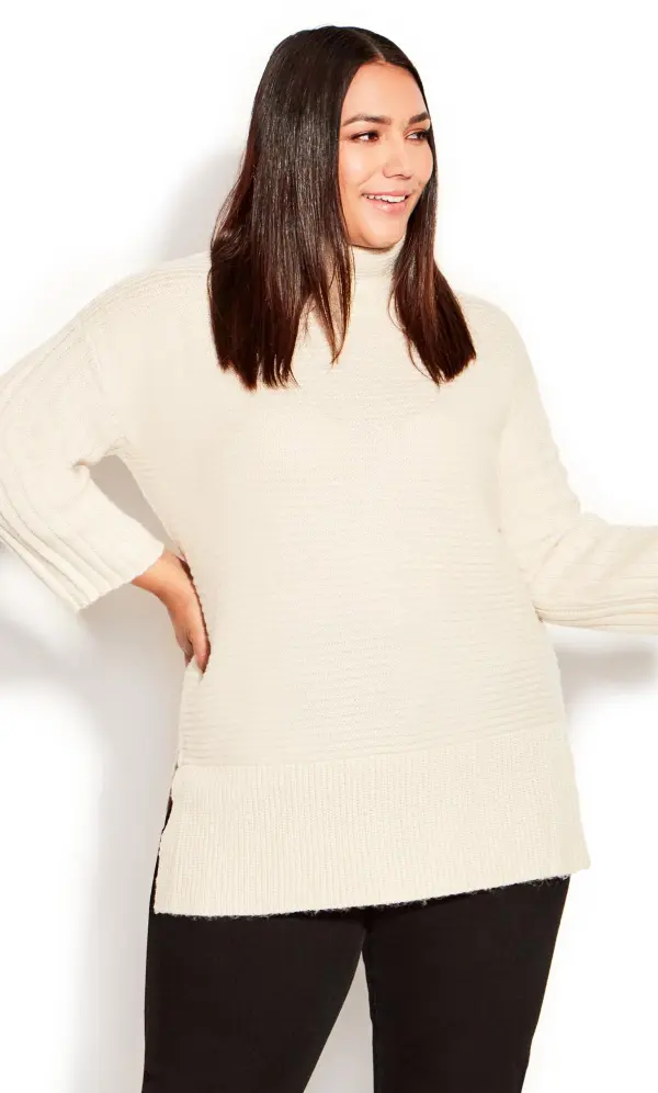 Evans Cream Roll Neck Knitted Jumper