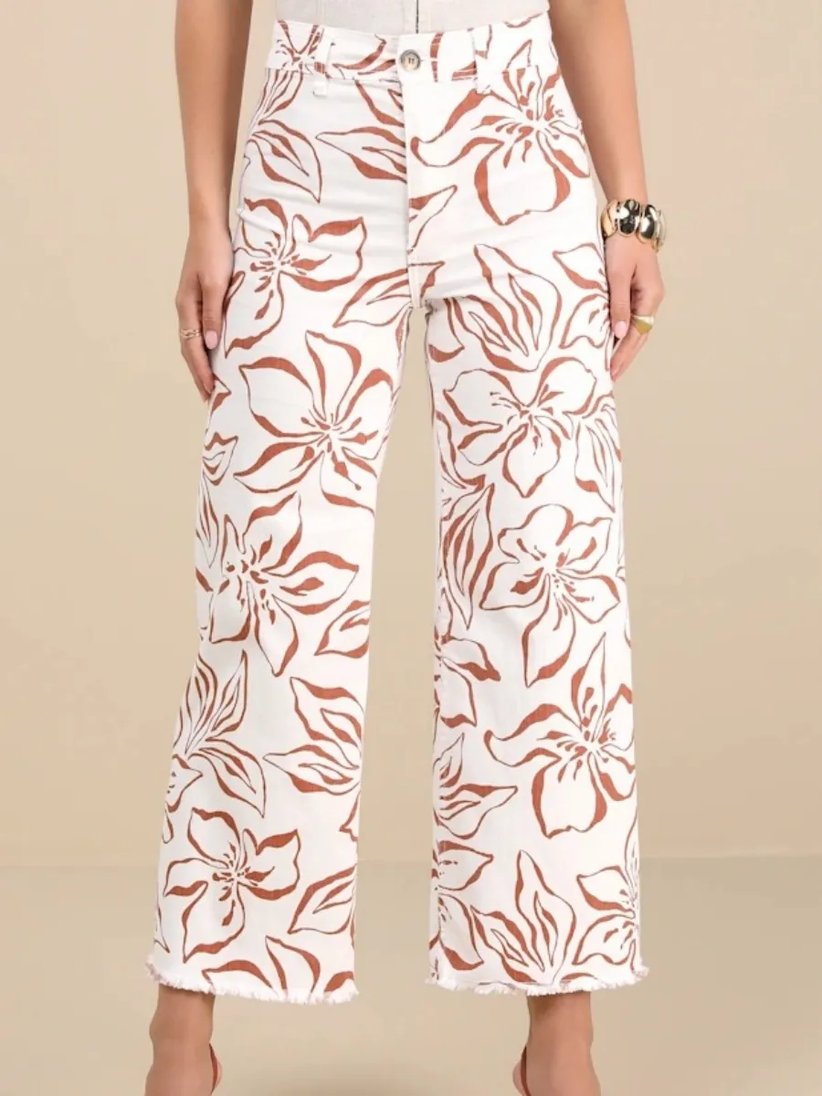 Flower Print Casual Pants