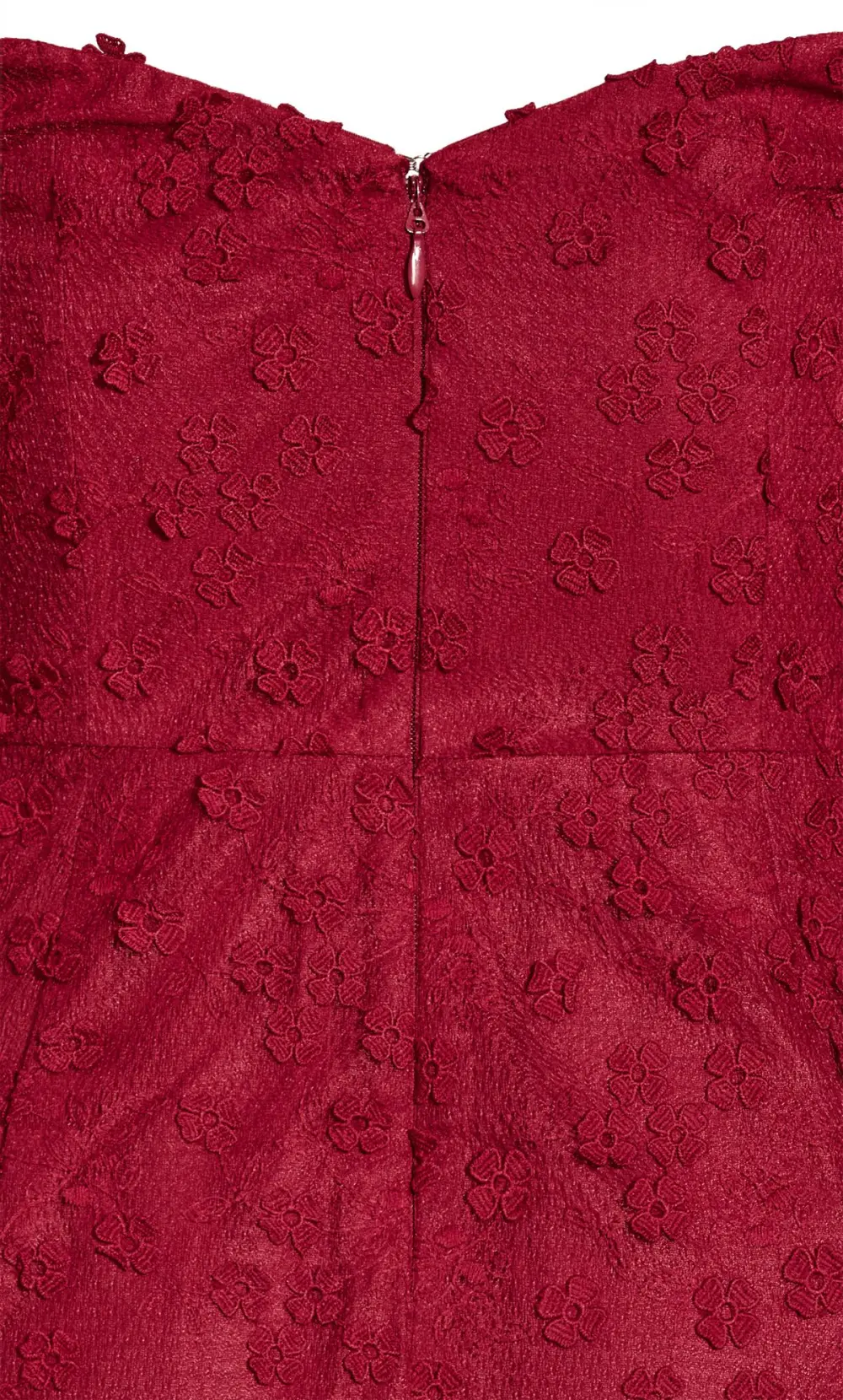 Evans Red Embroidered Puff Sleeve Midi Dress