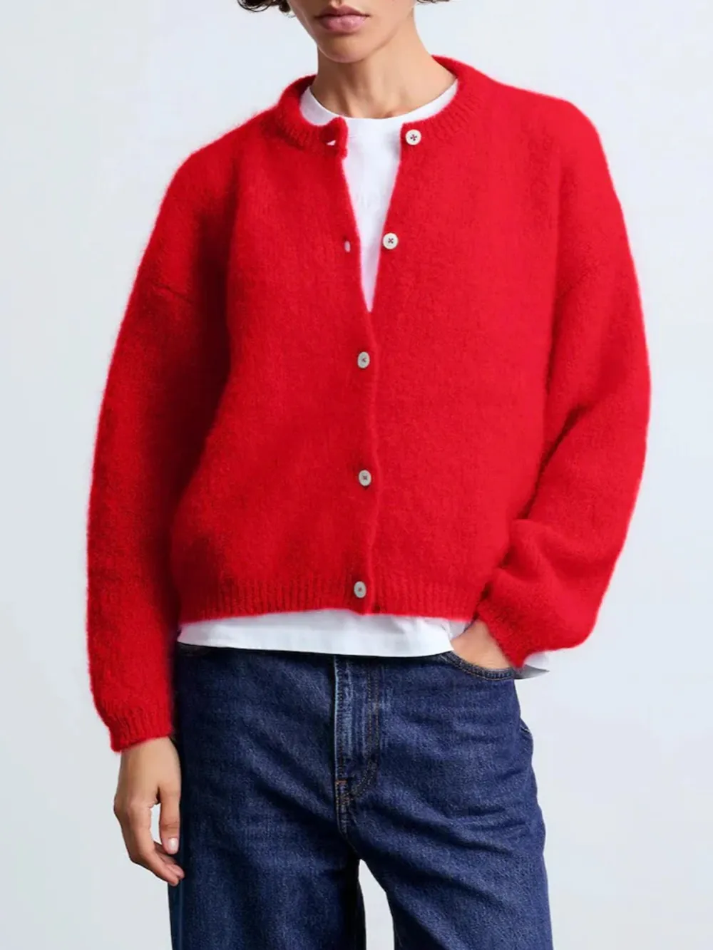 Casual Style Cardigan Red