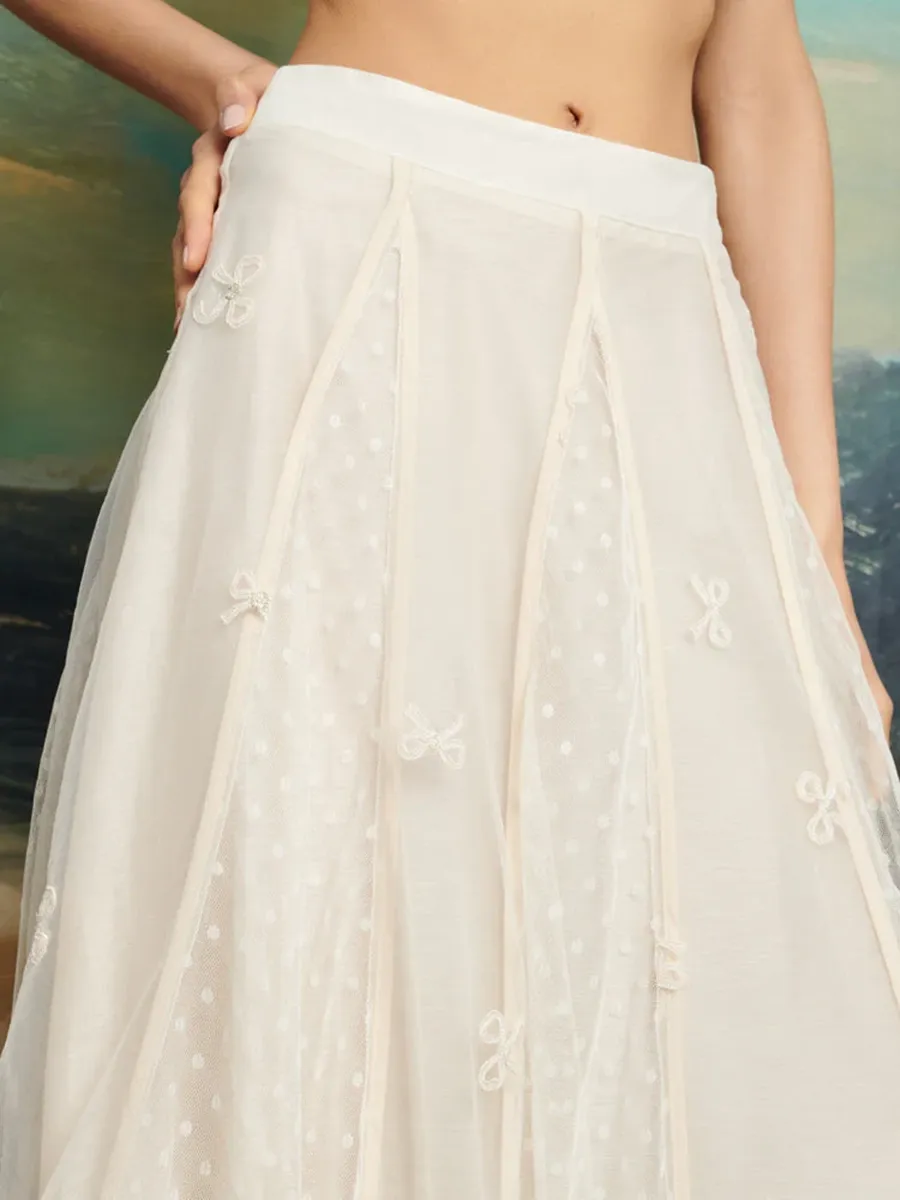 Casual Tulle Ruffle Midi Skirt