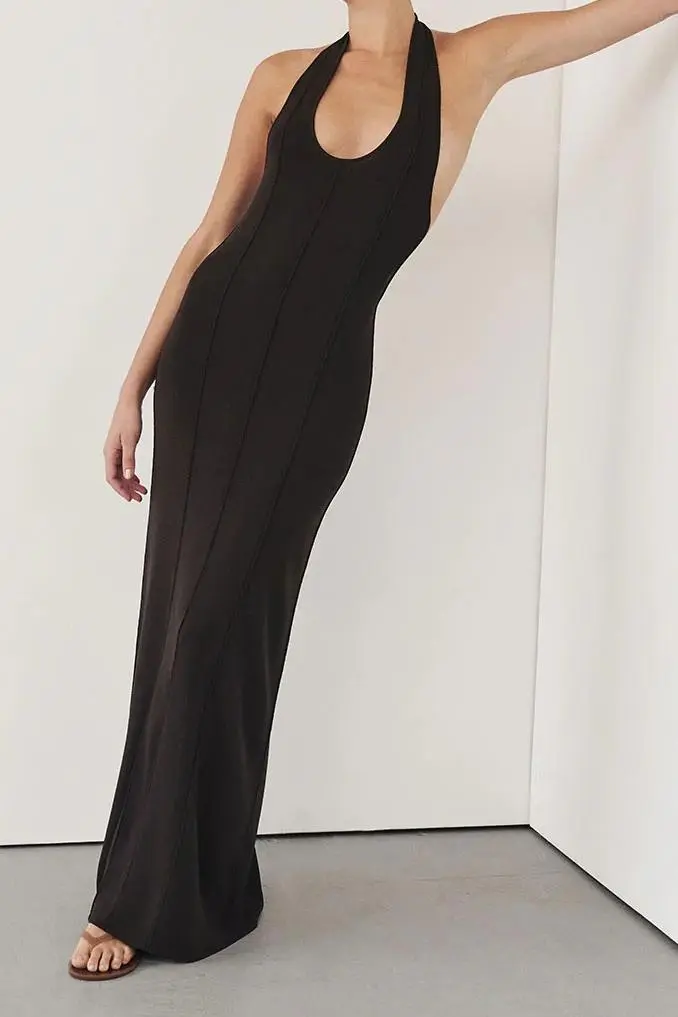 HALTER KNIT MAXI DRESS