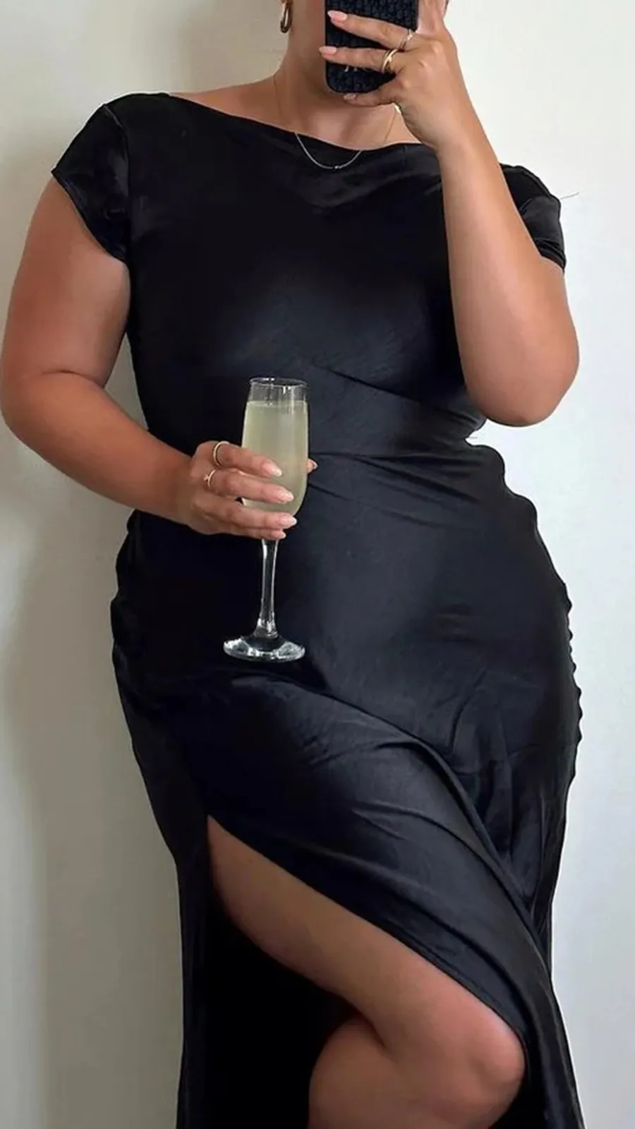 Silky Fabric Midi Dress