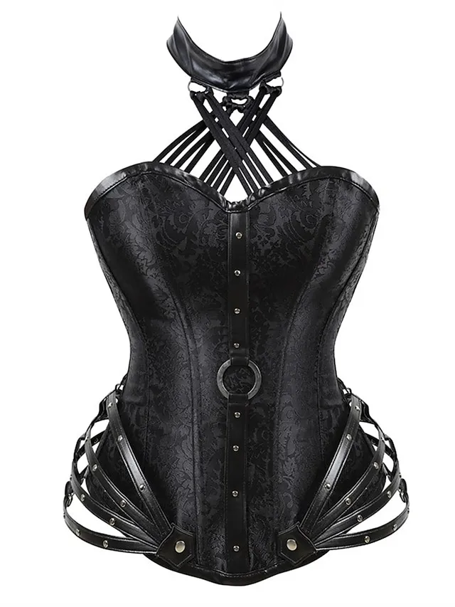 Women's Plus Size Corsets Halloween Waist Trainer Body Shaper Flower Sport Casual Punk & Gothic Daily Going out Polyester Breathable Halter Neck Sleeveless Summer Spring Black Red